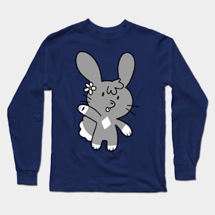 Gray Flower Bunny Long Sleeve T-Shirt